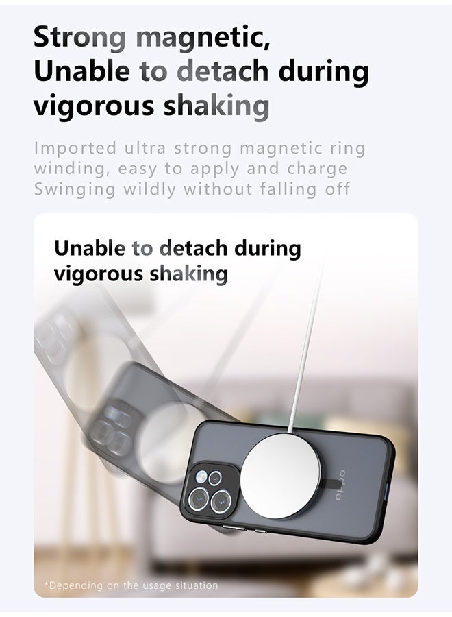 القضية المغناطيسية لـ Oppo Reno15 F 5G, غطاء الهاتف النحيف الوقائي الخلفي الشفاف المجمد, مكافحة بصمات الأصابع, حماية السقوط المضادة, حالة مقاومة للصدمات لـ Oppo Reno15 F 5G (أسود) - Image 4